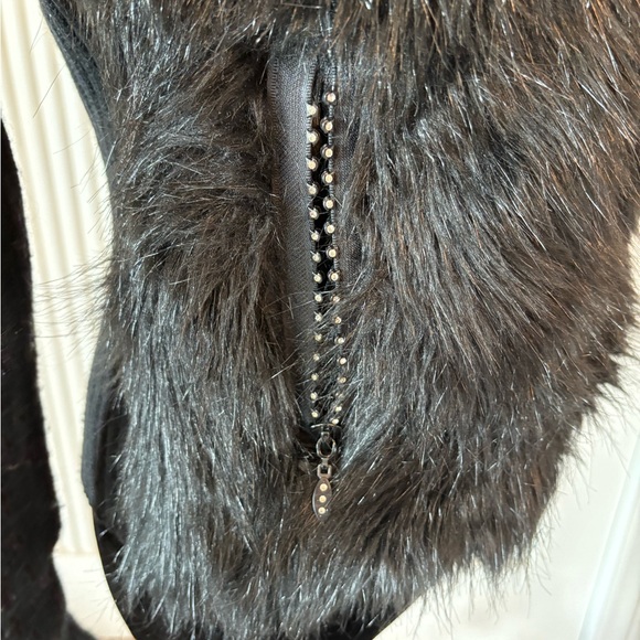 Roberto Cavalli Vintage Black Faux Fur Hooded Sweater Jacket Small - Picture 11 of 16